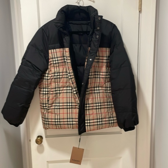 Burberry Other - Reversible nova check down Burberry coat with black coat side & logo m nwt 2,300